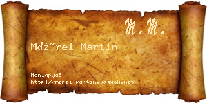 Mérei Martin névjegykártya
